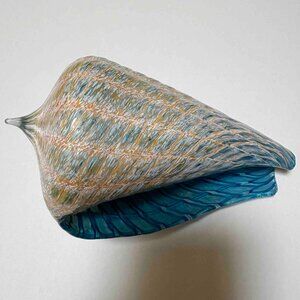 Seashell Blown Glass Art Decoration - Aqua Blue - New with Tag